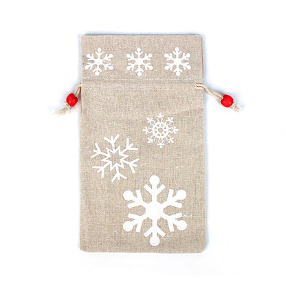 Merry Christmas Linen Strawing Storage Gift Bags