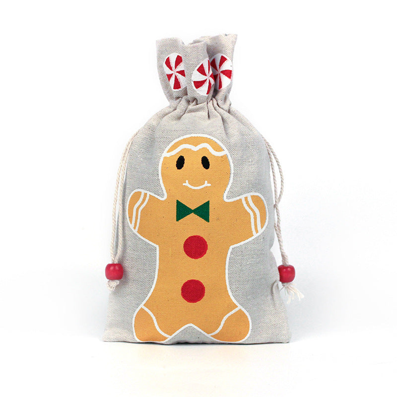 Merry Christmas Linen Strawing Storage Gift Bags