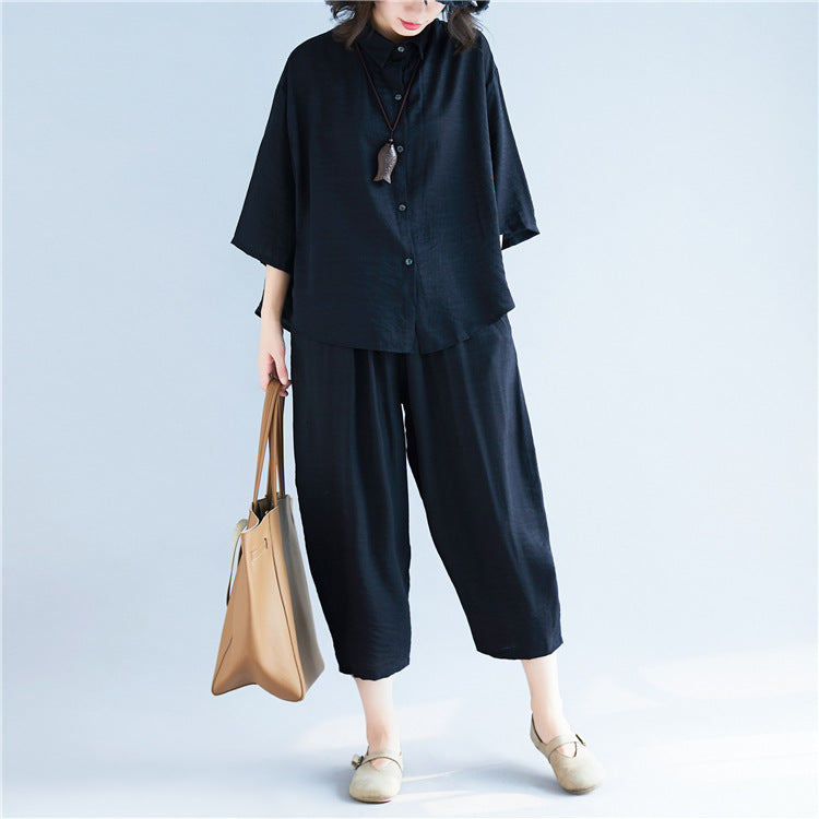 Casual Linen Plus Sizes Two Pieces Shirts and Pants