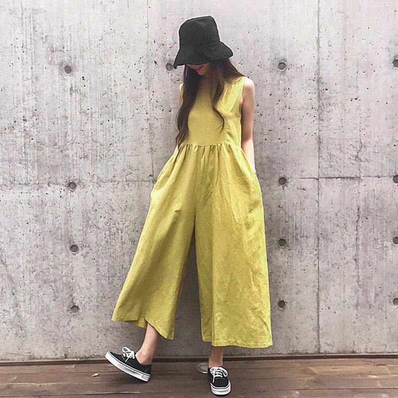 Casual Summer Linen Loose Jumpsuits-STYLEGOING