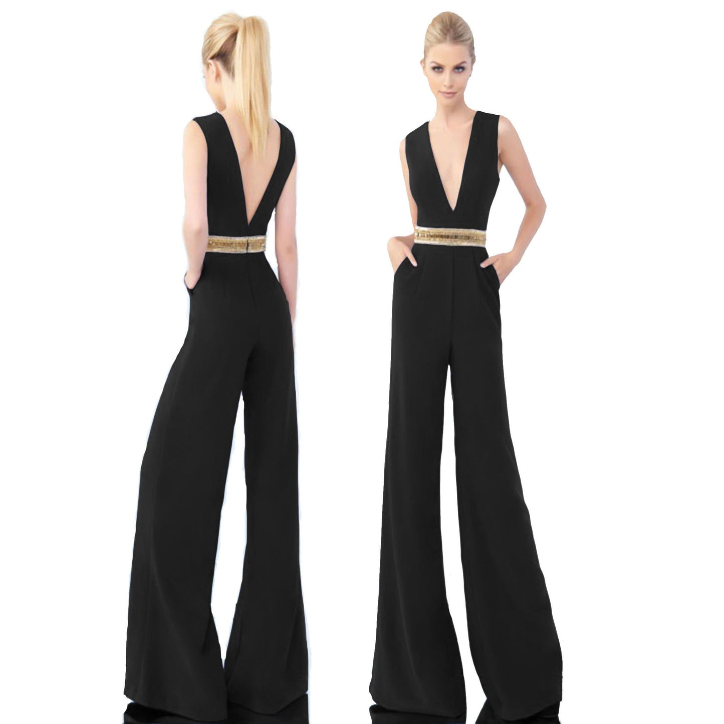 Sexy Sleeveless V Neck Jumpsuits for Women