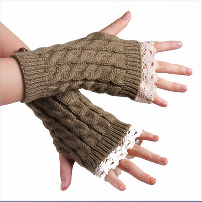 2 Pairs/Set Lovely Finger Less Knitted Gloves for Girl