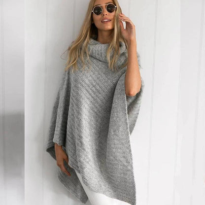 Plus Size Knitting Irregular Batwing Cape Sweaters-STYLEGOING