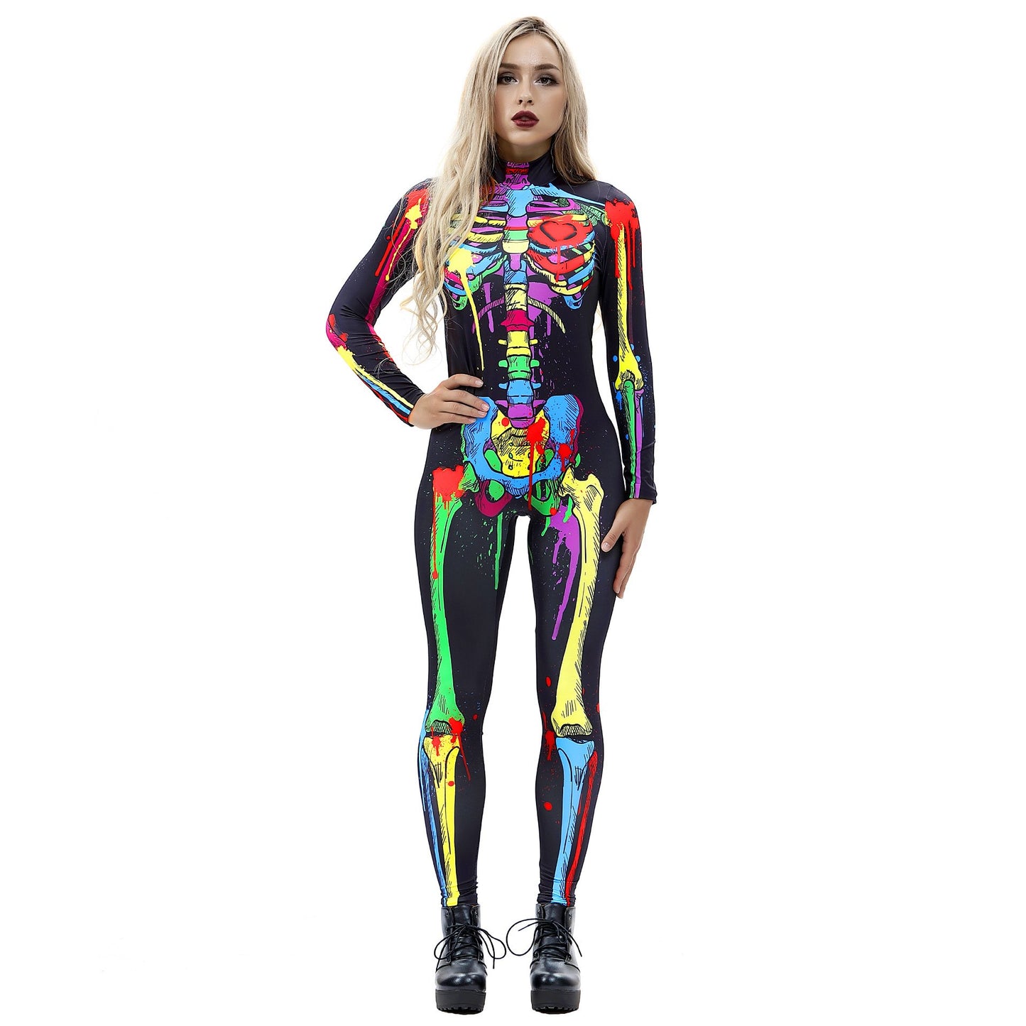 Sexy Skeleton Print Jumpsuits Costume for Halloween