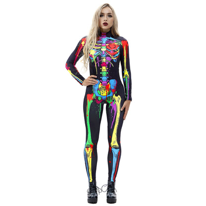 Sexy Skeleton Print Jumpsuits Costume for Halloween