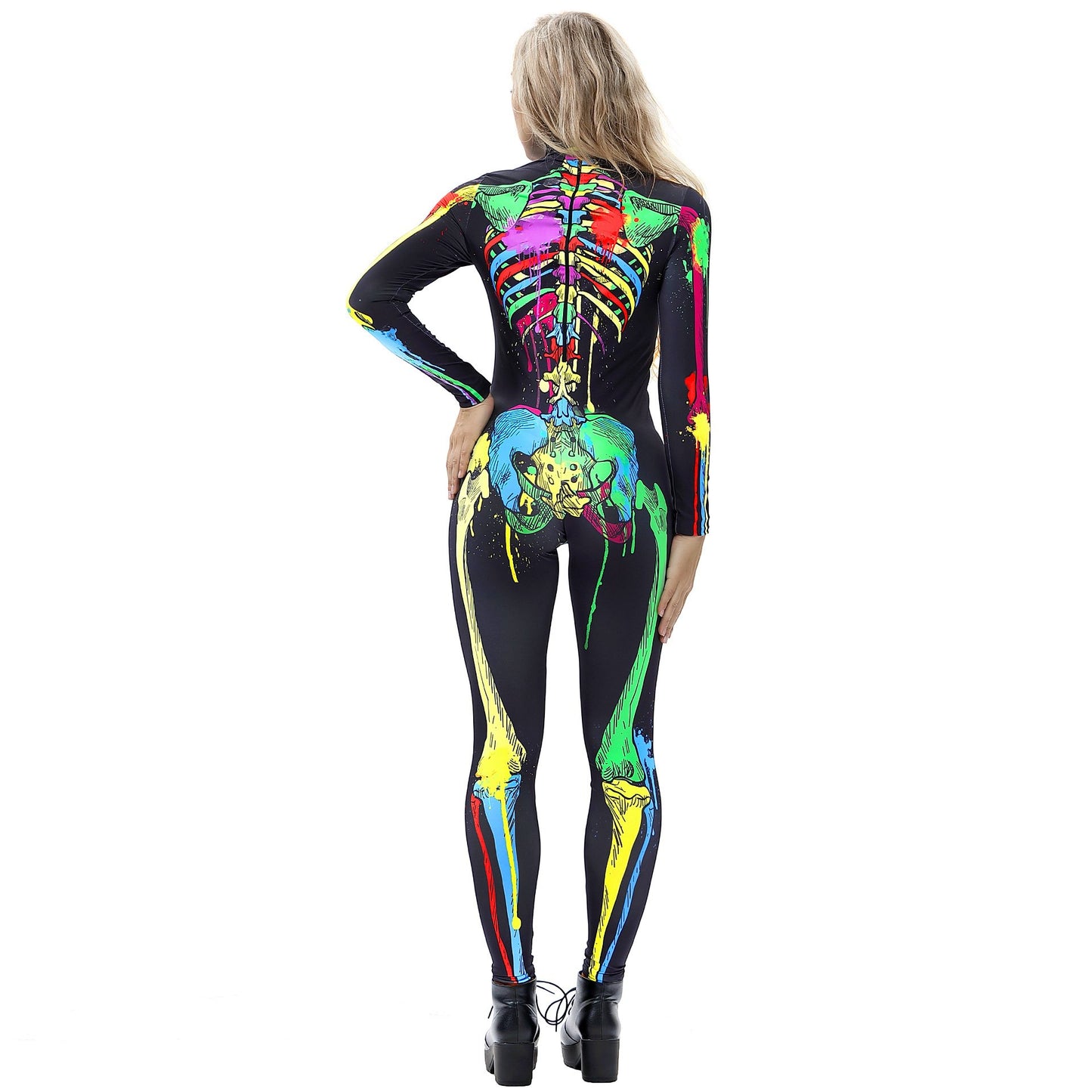 Sexy Skeleton Print Jumpsuits Costume for Halloween