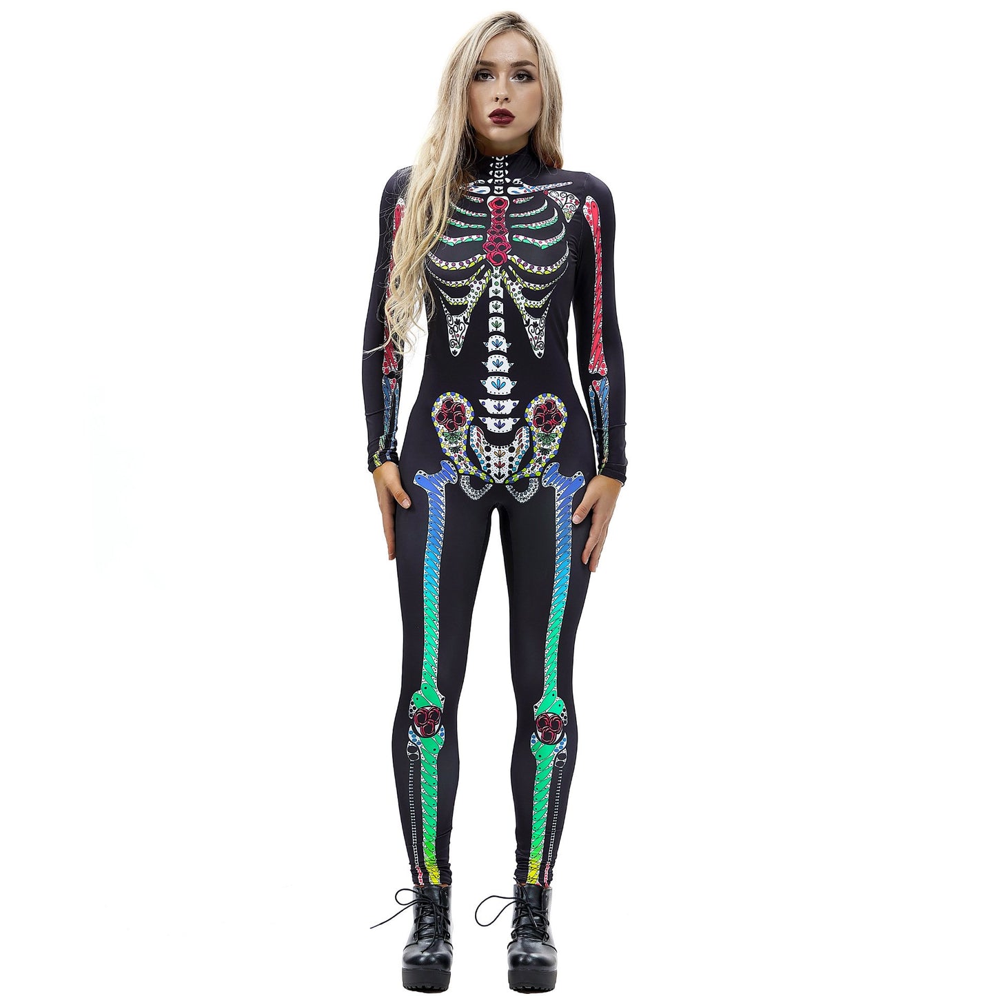 Sexy Skeleton Print Jumpsuits Costume for Halloween