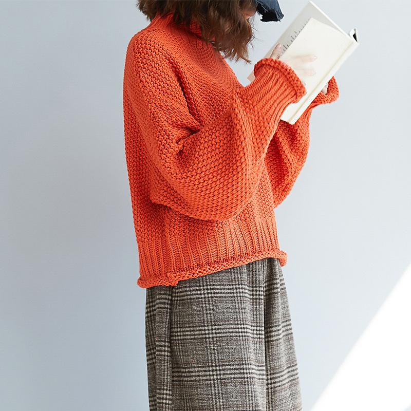 Women High Neck Knitting Sweaters-STYLEGOING