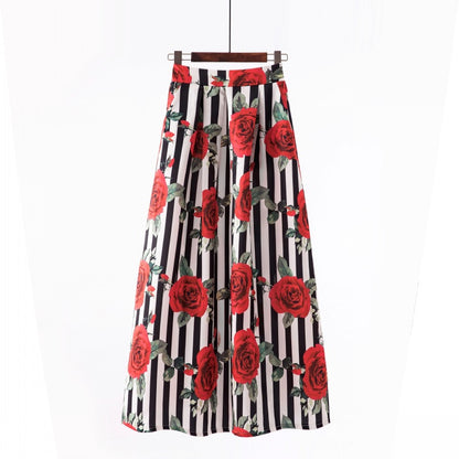 Vintage Floral Print Long Skirts for Women