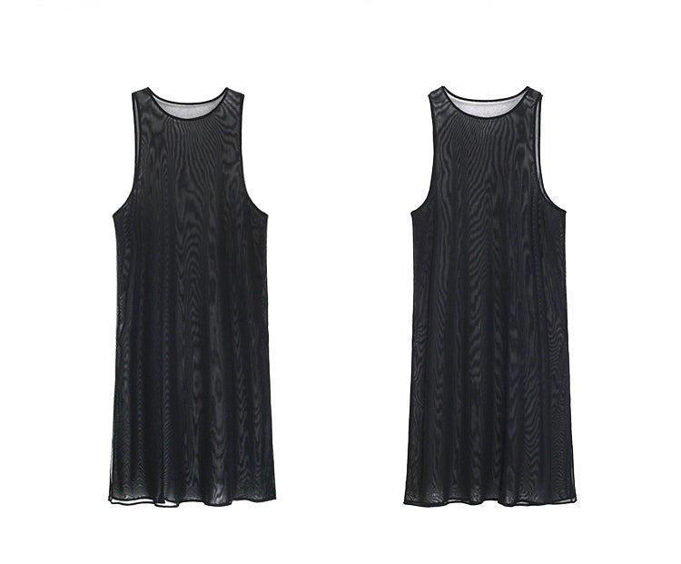 Black See Through Summer Sleeveless Vest Dresses