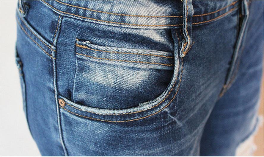 Elastic Broken Holes Demin Pencil Pants-STYLEGOING