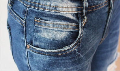 Elastic Broken Holes Demin Pencil Pants-STYLEGOING