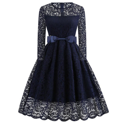 Vintage Lace Long Sleeves Lace Dresses-STYLEGOING