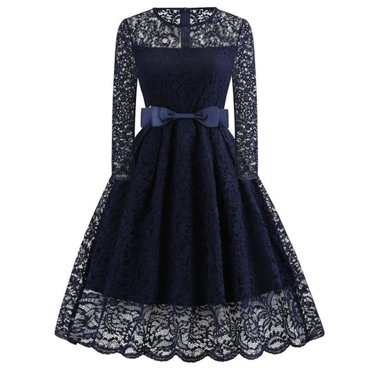 Vintage Lace Long Sleeves Lace Dresses-STYLEGOING