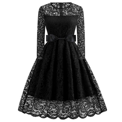 Vintage Lace Long Sleeves Lace Dresses-STYLEGOING