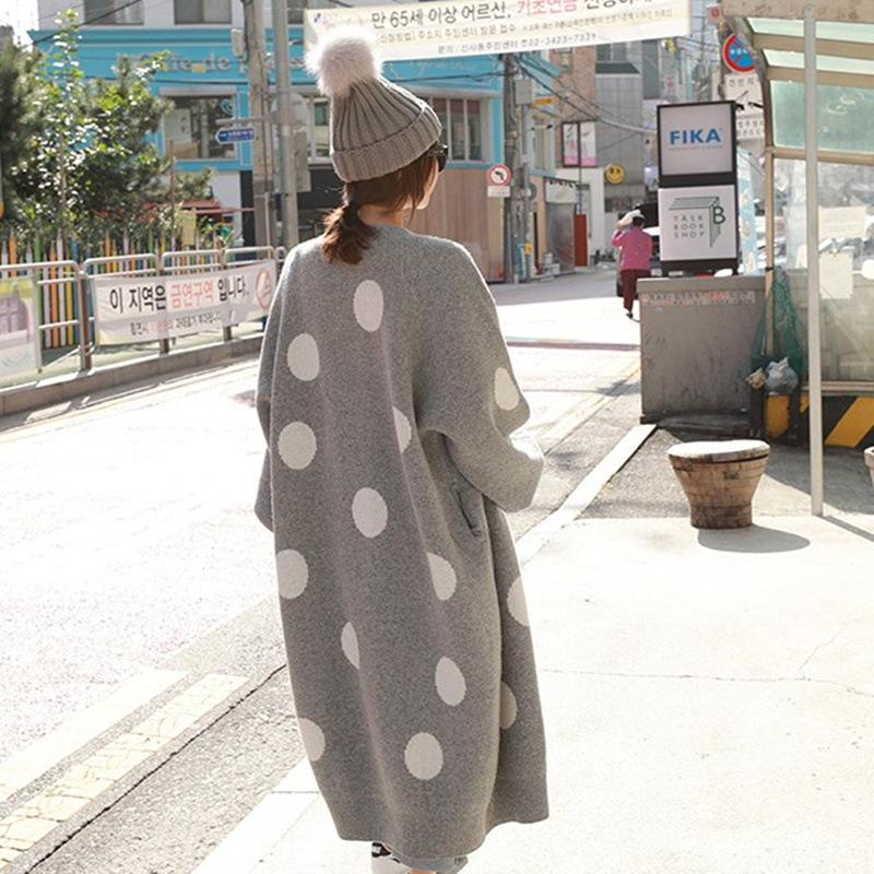 Fashion Dot Long Cardign Overcoat-STYLEGOING