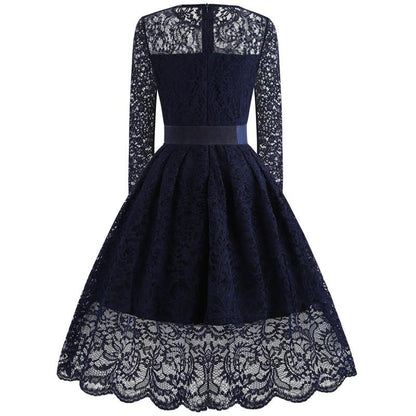Vintage Lace Long Sleeves Lace Dresses-STYLEGOING