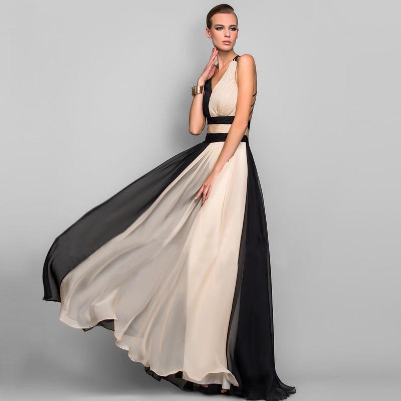 Elegant V Neck Jointing Party Dresses-STYLEGOING