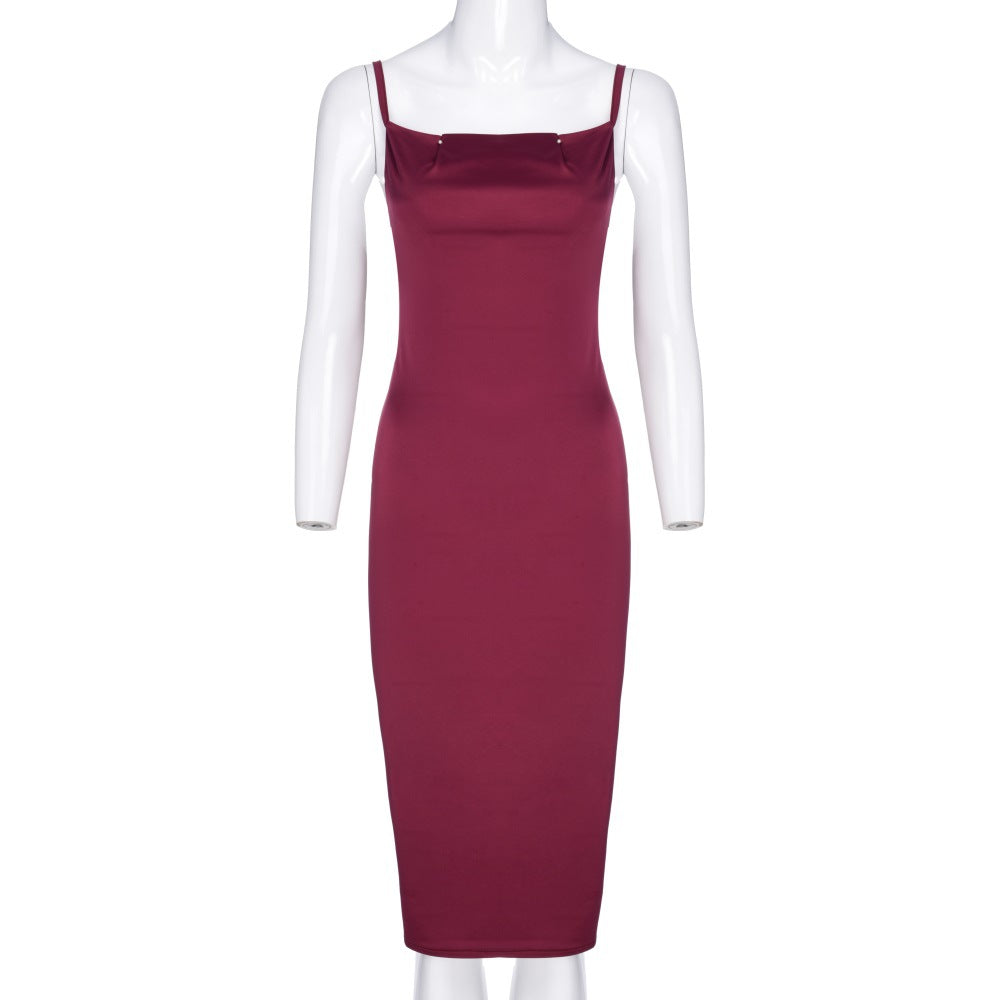 Sexy Slim Waist Party Suspender Strap Long Dresses
