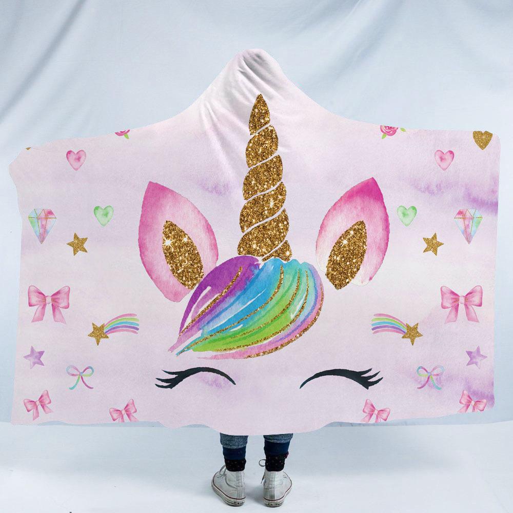 Double Fleece Unicorn Print Cape with Hat--Free Shipping at meselling99