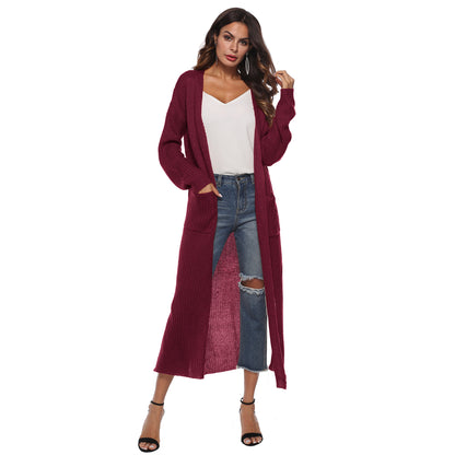 Casual Women Knitting Cardigan Overcoat with Pocket