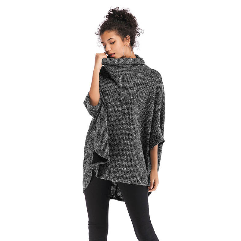 High Neck Irregular Knitting Capes for Women