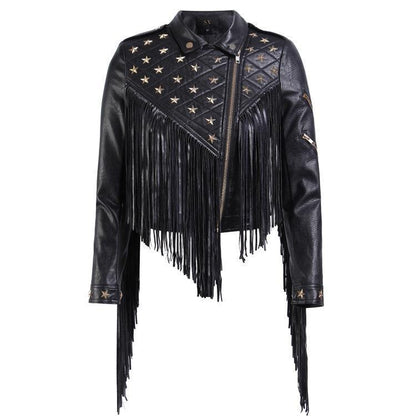 Balck Women Motorcycle Outerwear-STYLEGOING