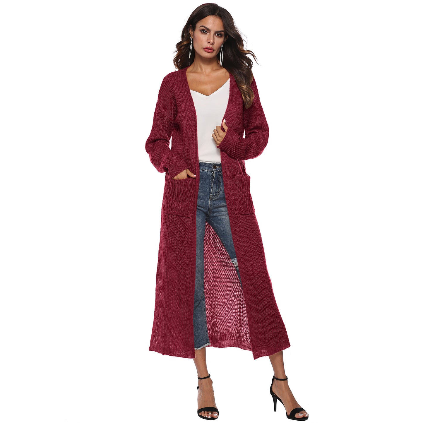 Casual Women Knitting Cardigan Overcoat with Pocket