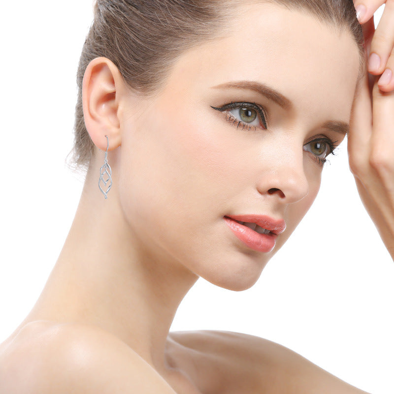 Fashion Sterling Silver Rhombus Drop Earrings
