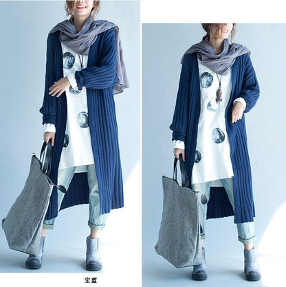 Women Knitting Fall Long Cardigan Sweaters-STYLEGOING