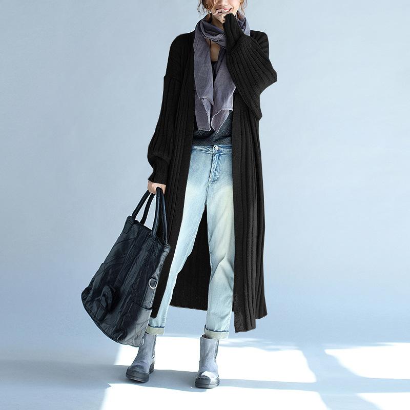 Women Knitting Fall Long Cardigan Sweaters-STYLEGOING