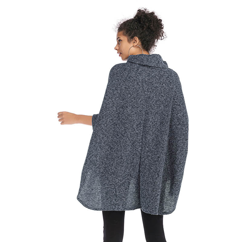 High Neck Irregular Knitting Capes for Women