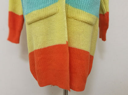 Women Rainbow Color Knitting Cardigan Sweaters