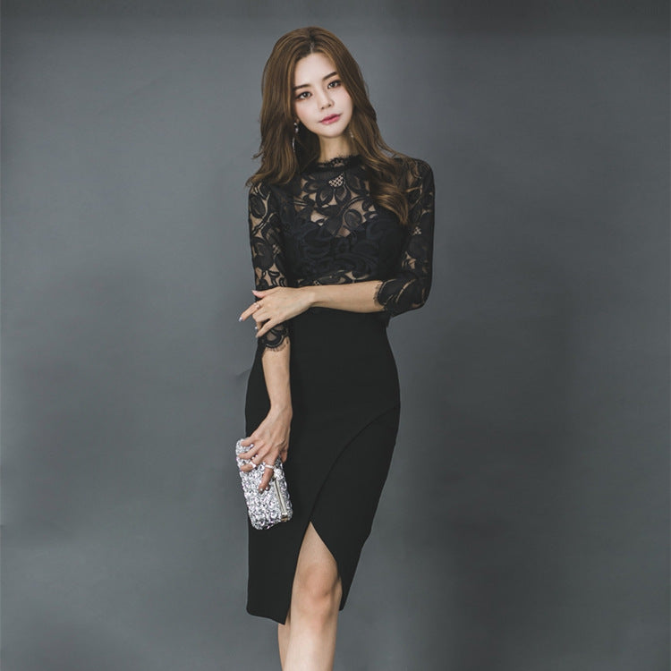Sexy Black Lace Sheath Party Dresses