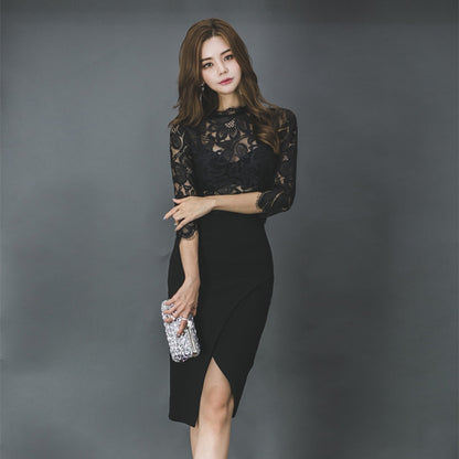 Sexy Black Lace Sheath Party Dresses