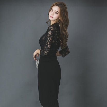 Sexy Black Lace Sheath Party Dresses