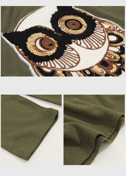 Casual Women Owl Designed Women Long Sleeves Pullover Shirts