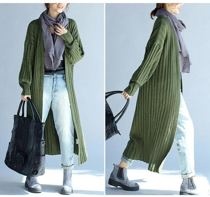 Women Knitting Fall Long Cardigan Sweaters-STYLEGOING