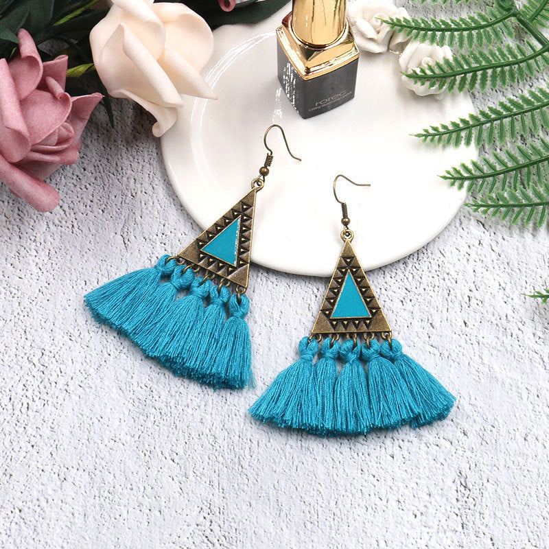 Ethnic Fashion Tassels Drop Earrings for Women