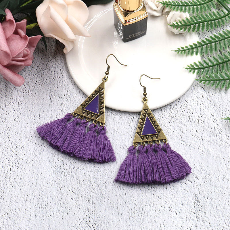 Ethnic Fashion Tassels Drop Earrings for Women