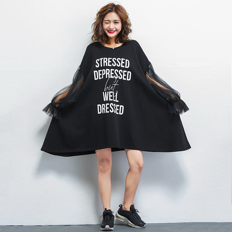 Casual Letter Design Summer Plus Sizes Short Dresses