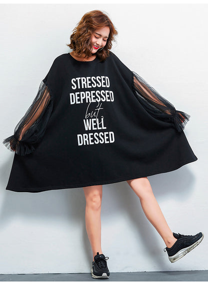 Casual Letter Design Summer Plus Sizes Short Dresses