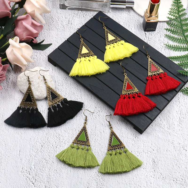 Ethnic Fashion Tassels Drop Earrings for Women