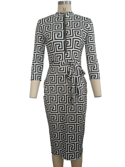 Sexy Zipper V Neck Tight Dresses