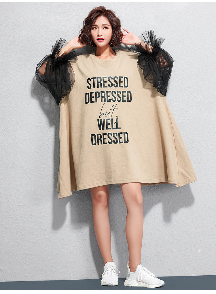 Casual Letter Design Summer Plus Sizes Short Dresses
