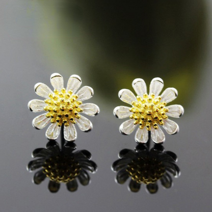 Fashion Daisy Design Sterling Silver Earrings