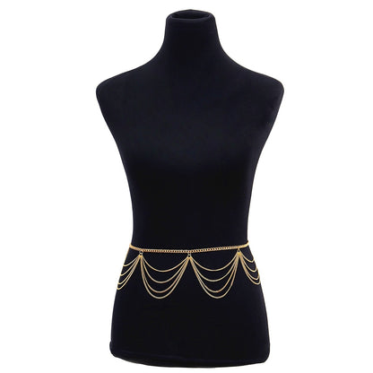 Golden Waving Tassels Women Waist Chains