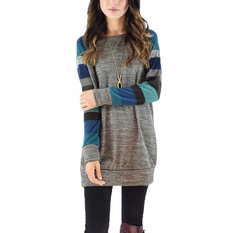 Leisure Striped Long Sleeves T Shirts for Women
