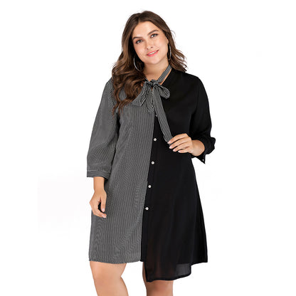Striped Irregular Plus Sizes Women Short Dresses