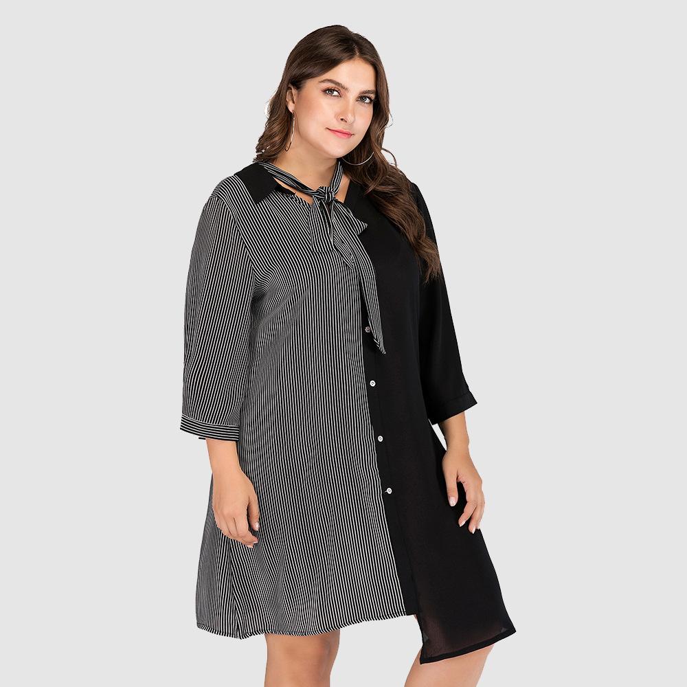 Women Irregular Plus Sizes Fall Short Dresses-STYLEGOING